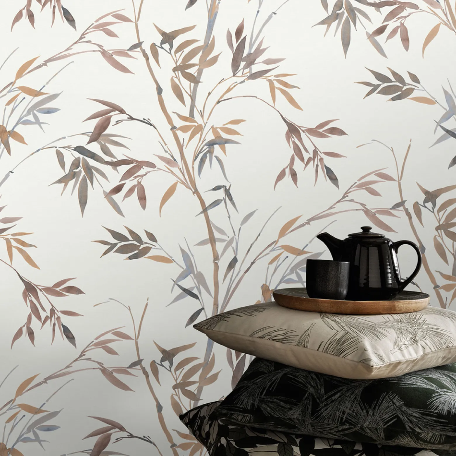 Vliestapete Floral Bambus Creme Braun Grau 10388-11