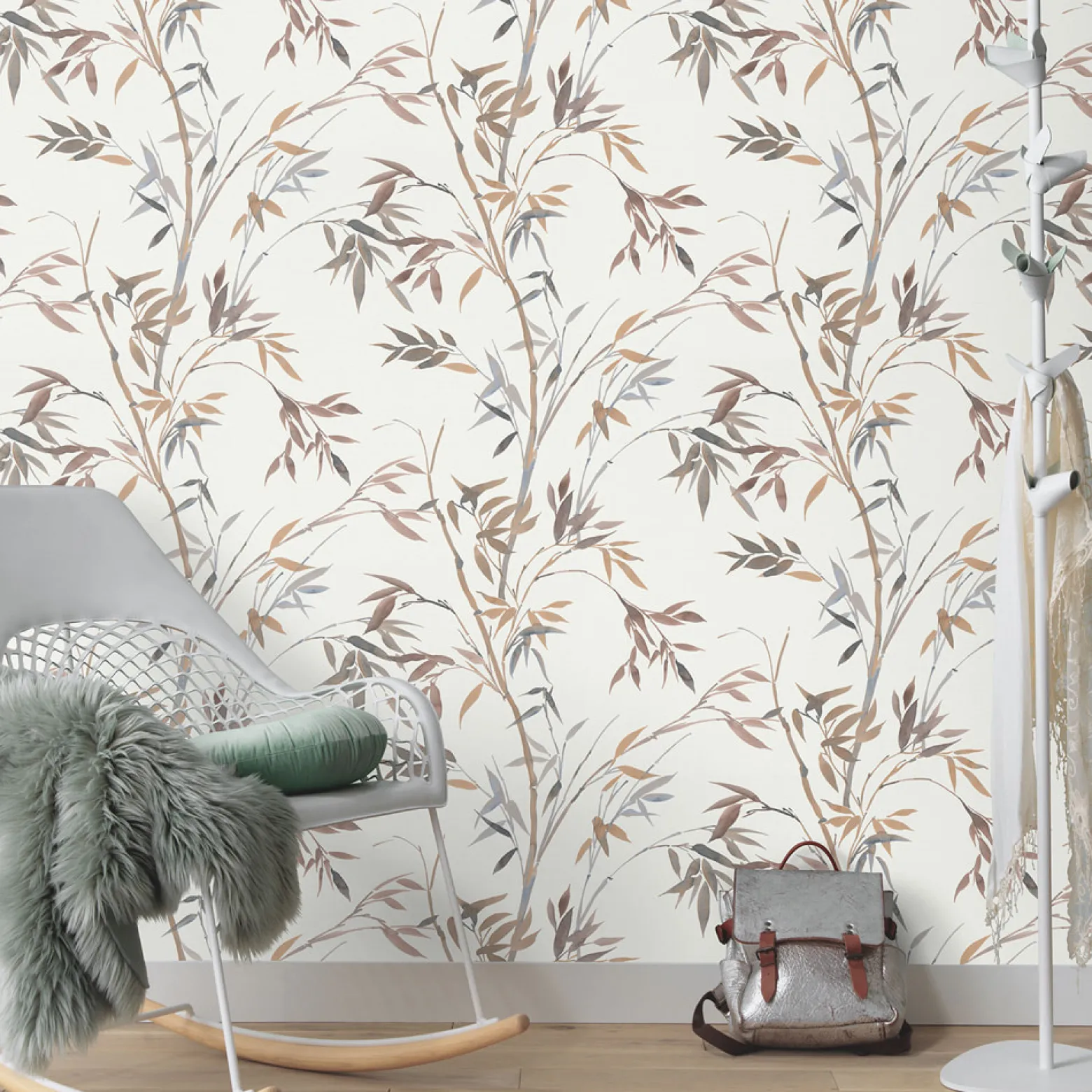 Vliestapete Floral Bambus Creme Braun Grau 10388-11