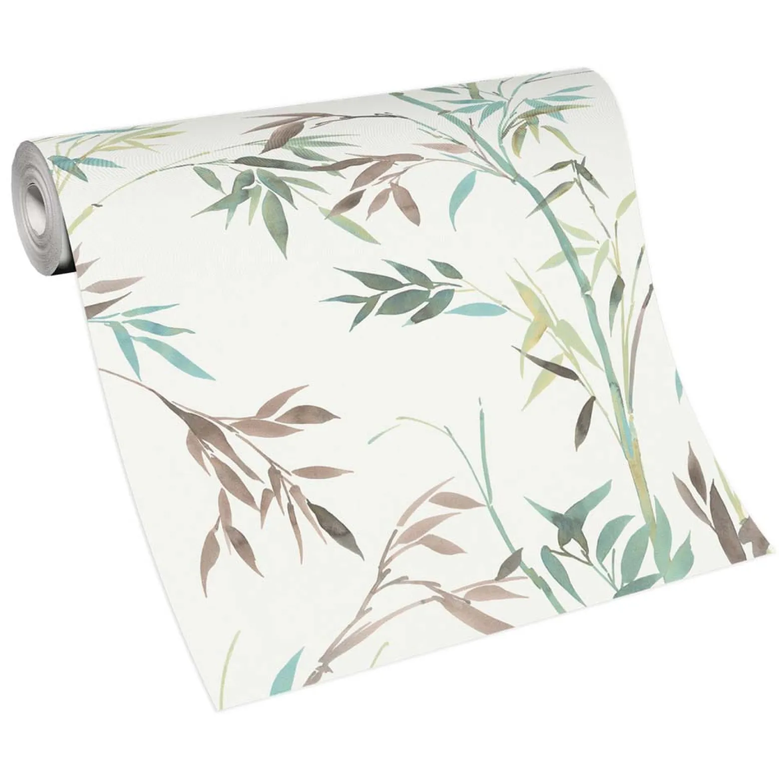 Vliestapete Floral Bambus Motiv Weiß Grün Braun 10388-18