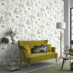 Vliestapete Floral Bambus Motiv Weiß Grün Braun 10388-18