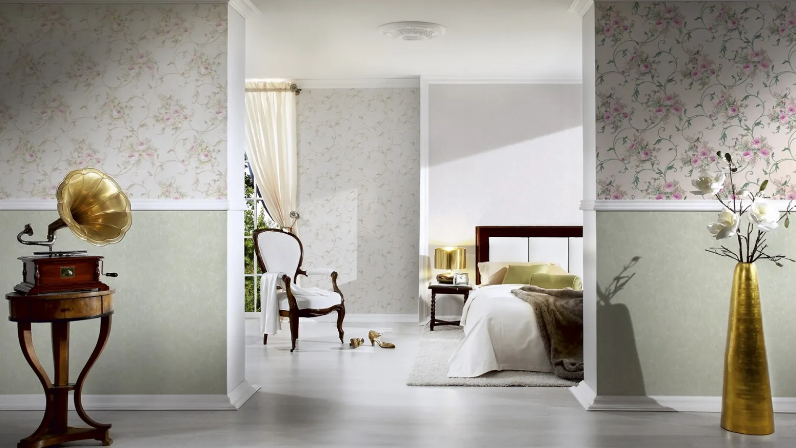 Vliestapete Floral Barock beige gold Glitzer 30420-2