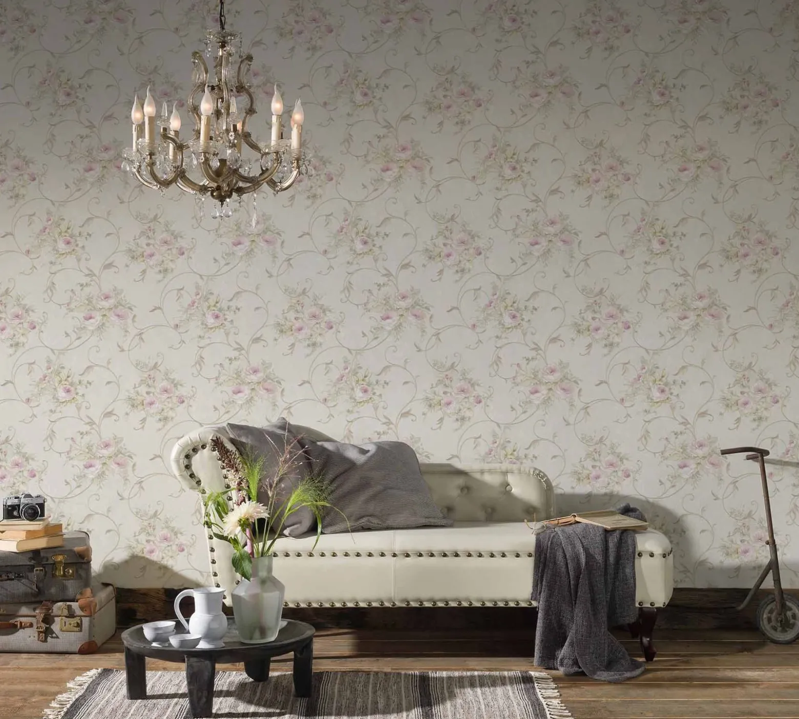 Vliestapete Floral Barock beige gold Glitzer 30420-2