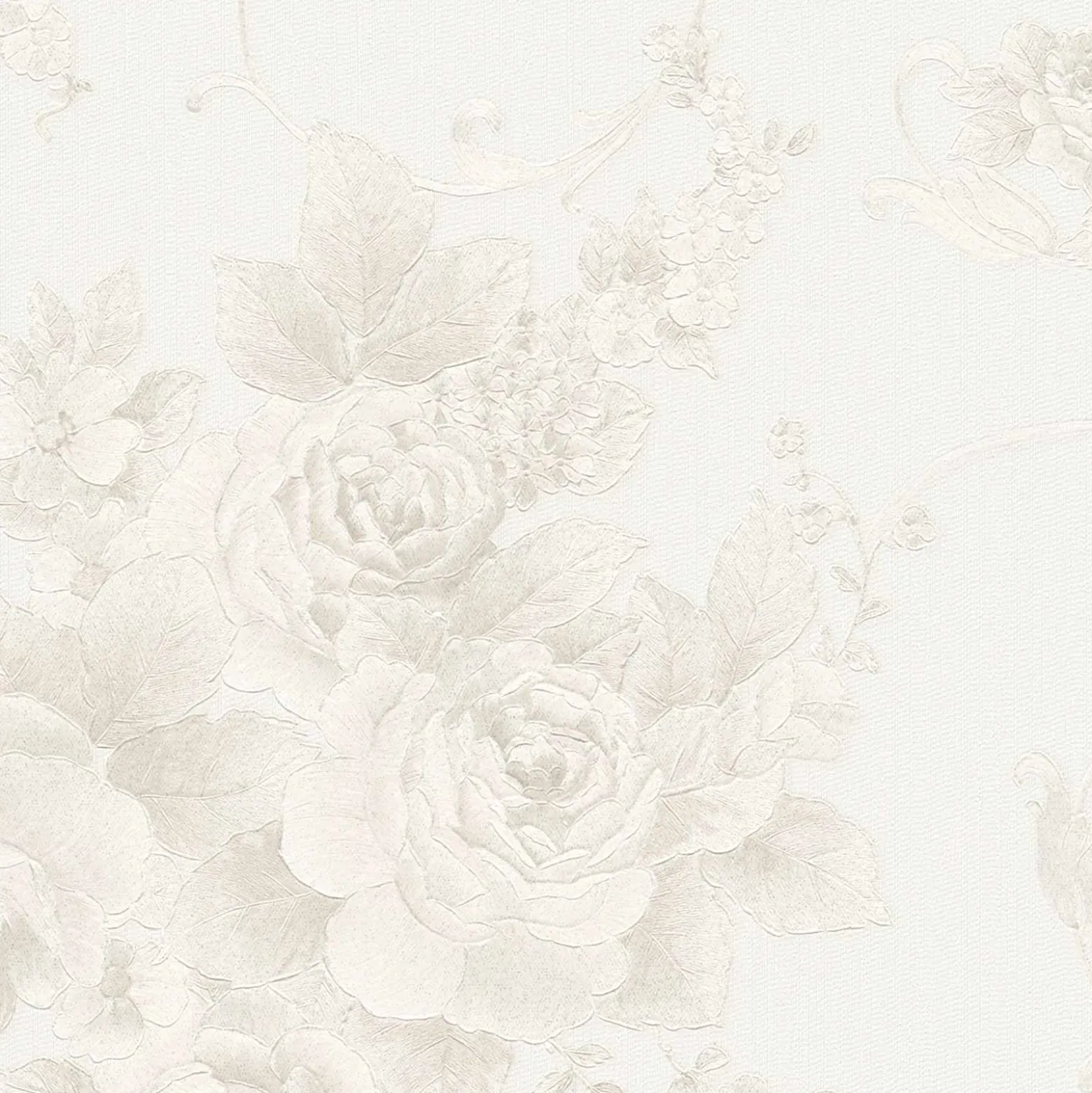Vliestapete Floral Barock creme Glitzer 30647-2