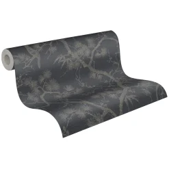 Vliestapete Floral Baum schwarz Metallic 37867-2