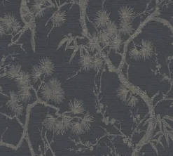 Vliestapete Floral Baum schwarz Metallic 37867-2