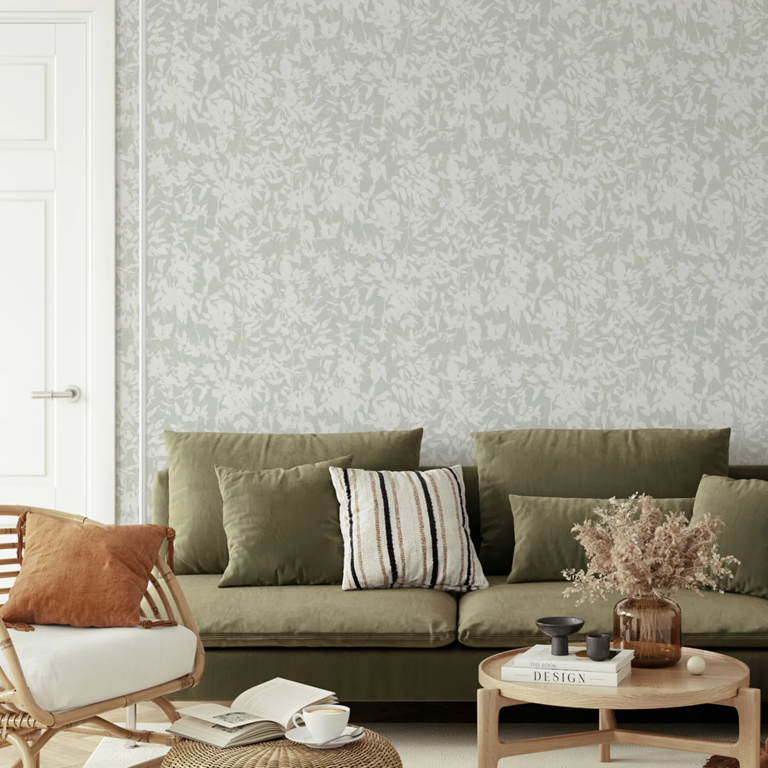 Vliestapete Floral Betonoptik Grün Creme 10435-07