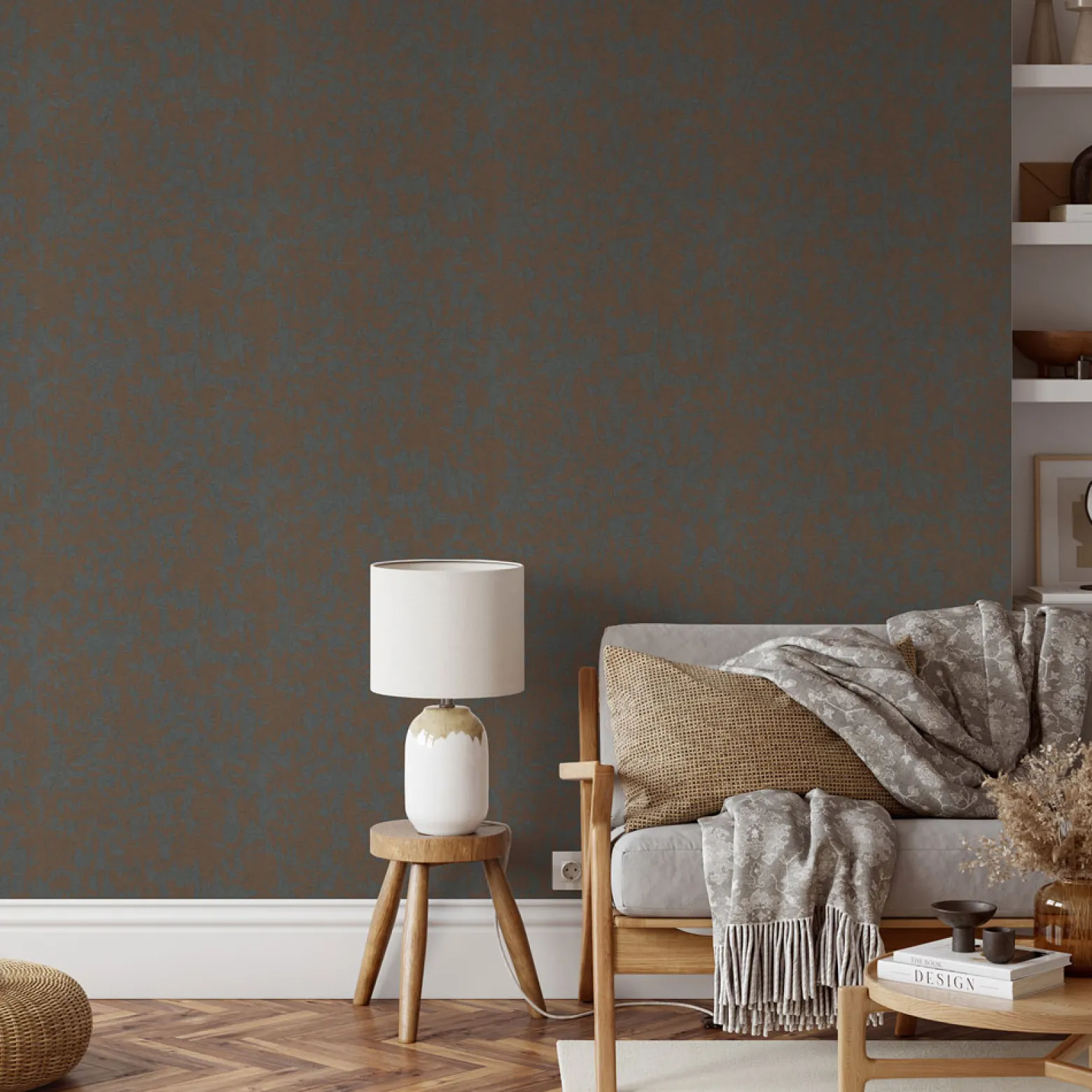 Vliestapete Floral Betonoptik Grau Braun 10435-47