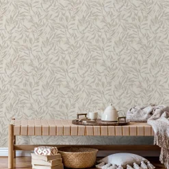 Vliestapete Floral Blattmuster Creme Beige Metallic 82441