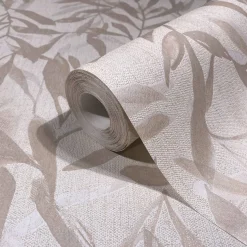 Vliestapete Floral Blattmuster Creme Beige Metallic 82441