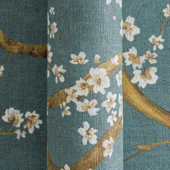 Vliestapete Floral Blütenzweig Blau Gold Metallic 78199-4