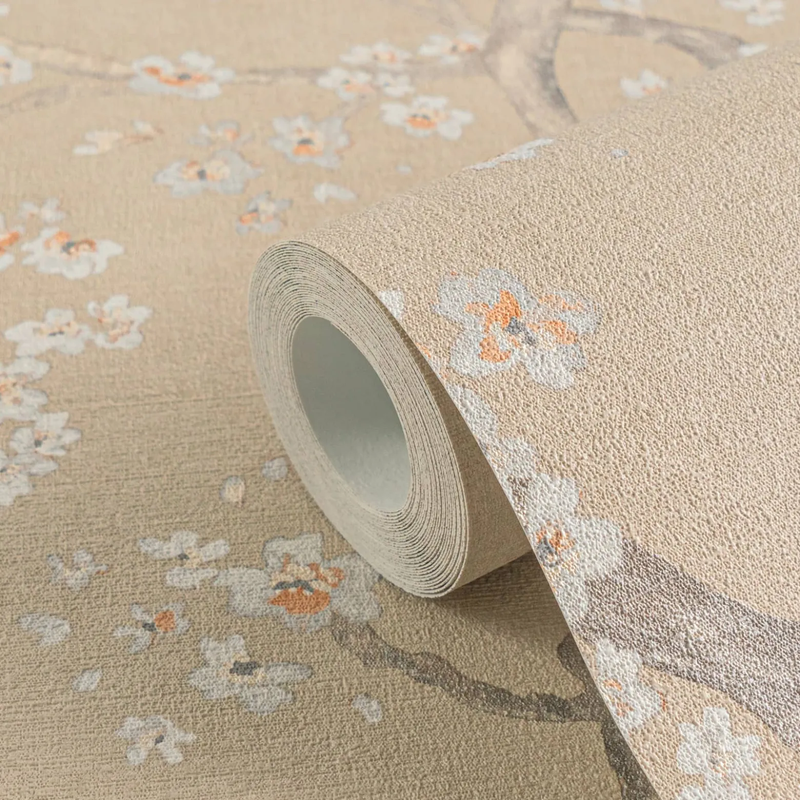 Vliestapete Floral Blütenzweig Beige Creme Metallic 78199-2