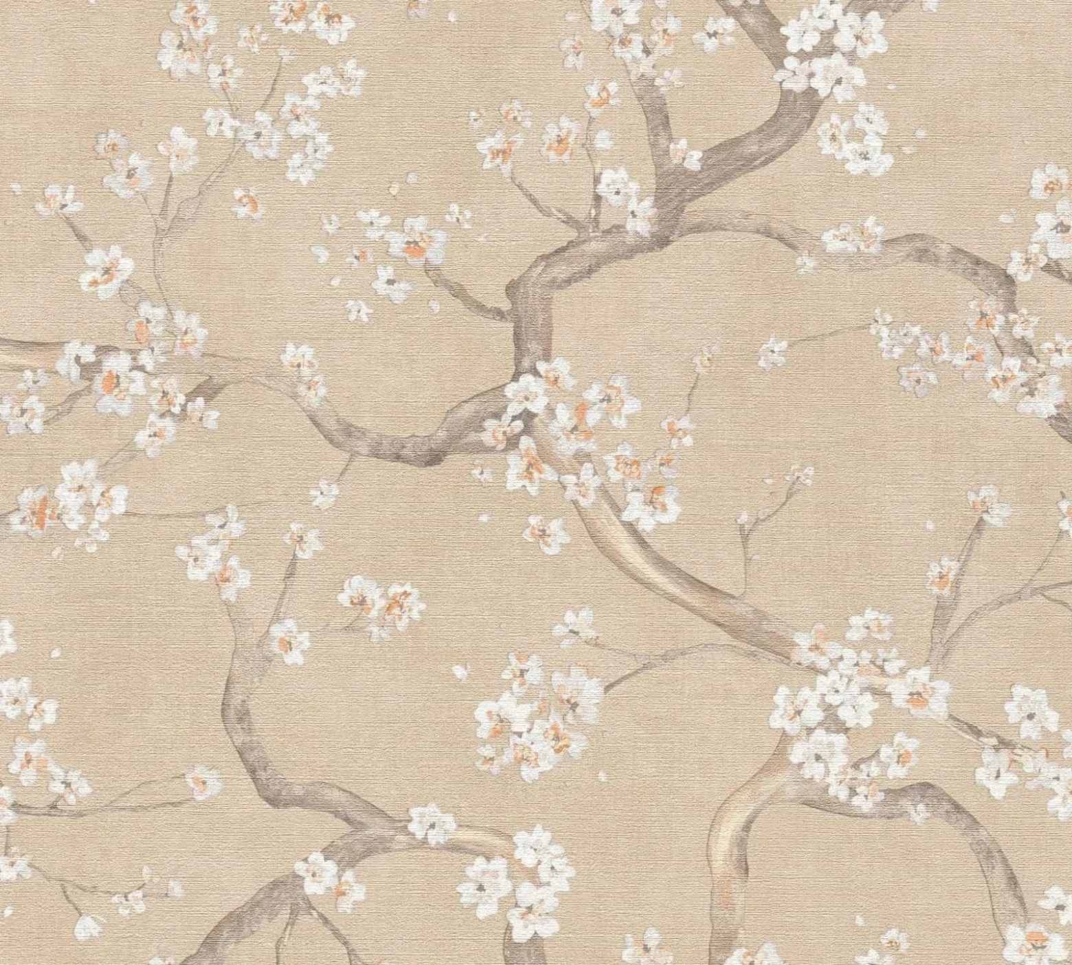 Vliestapete Floral Blütenzweig Beige Creme Metallic 78199-2