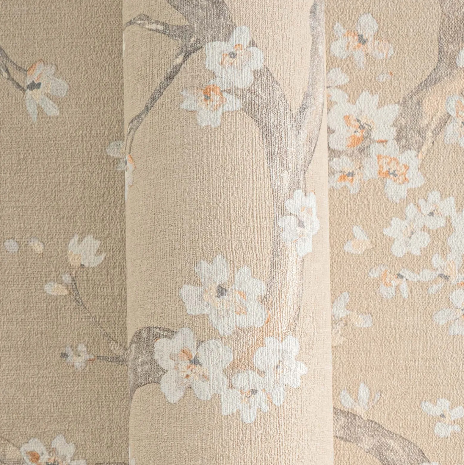 Vliestapete Floral Blütenzweig Beige Creme Metallic 78199-2