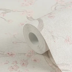 Vliestapete Floral Blütenzweig Grau Creme Rosa 78199-5