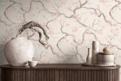Vliestapete Floral Blütenzweig Grau Creme Rosa 78199-5