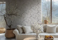 Vliestapete Floral Blütenzweig Grau Silber Metallic 78199-3