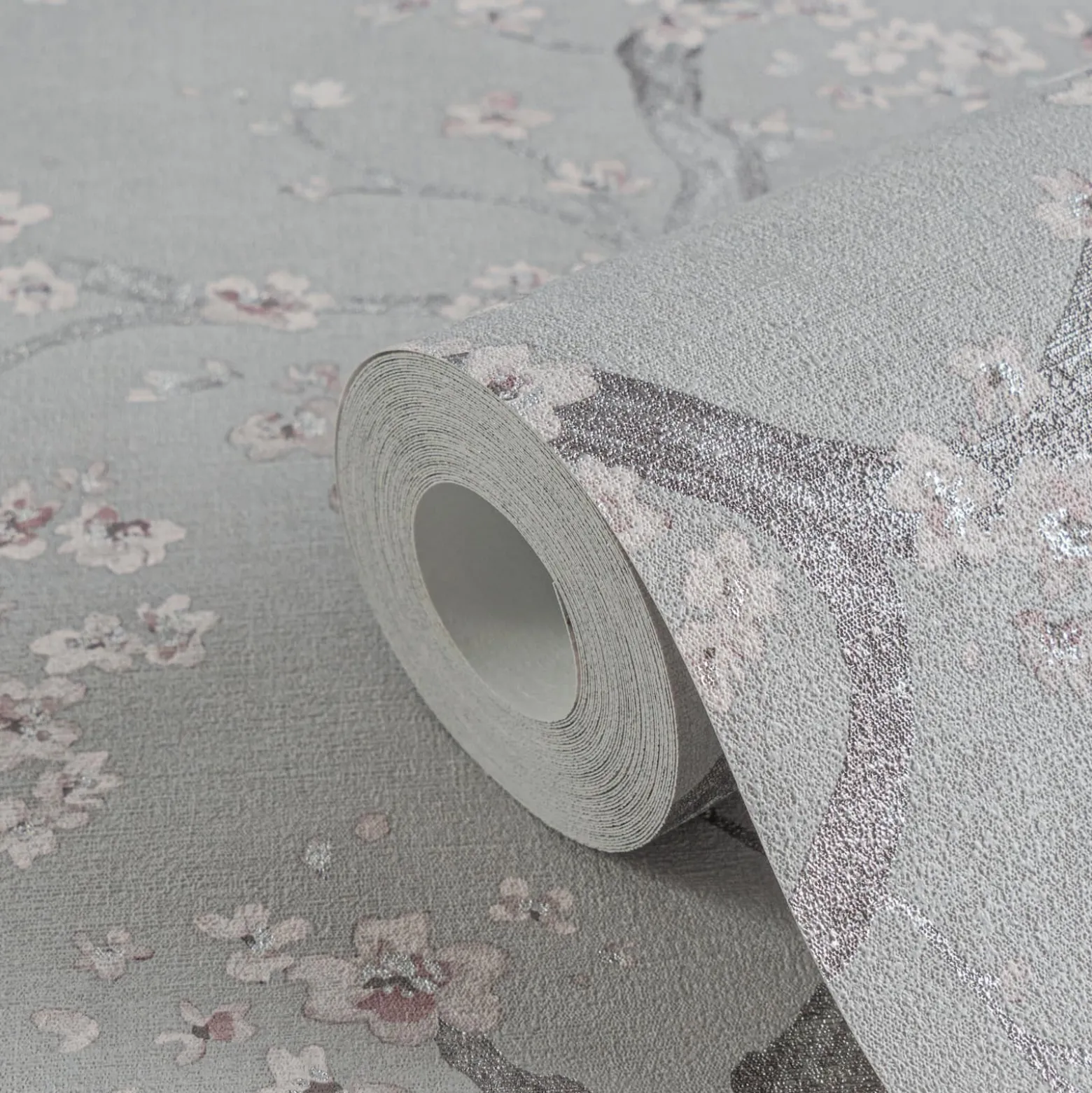 Vliestapete Floral Blütenzweig Grau Silber Metallic 78199-3