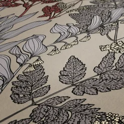Vliestapete Floral Blätter beige rot grau 37751-2