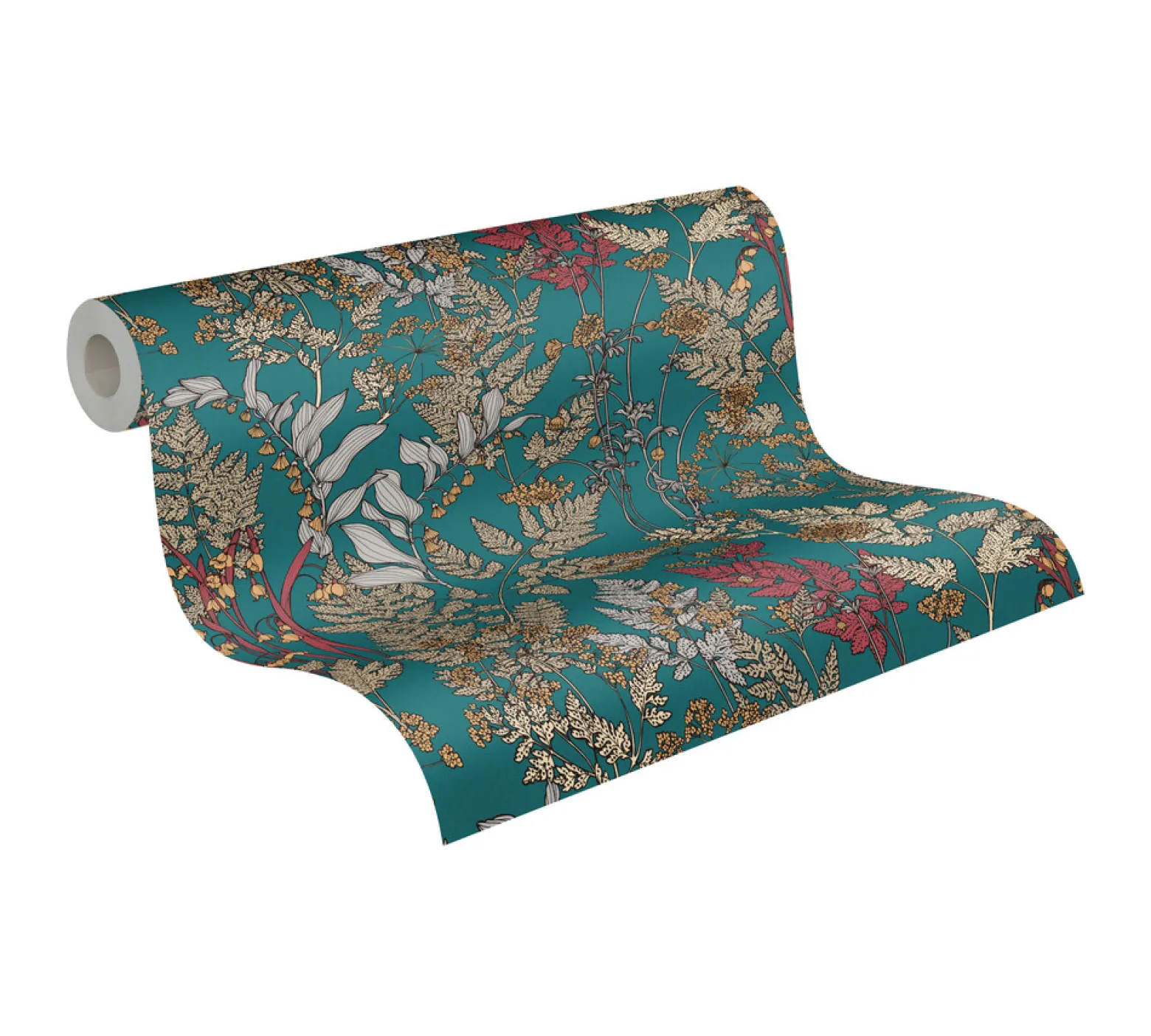 Vliestapete Floral Blätter blau gelb rot 37751-5