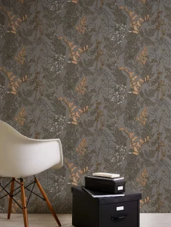 Vliestapete Floral Blätter braun grau 37751-9