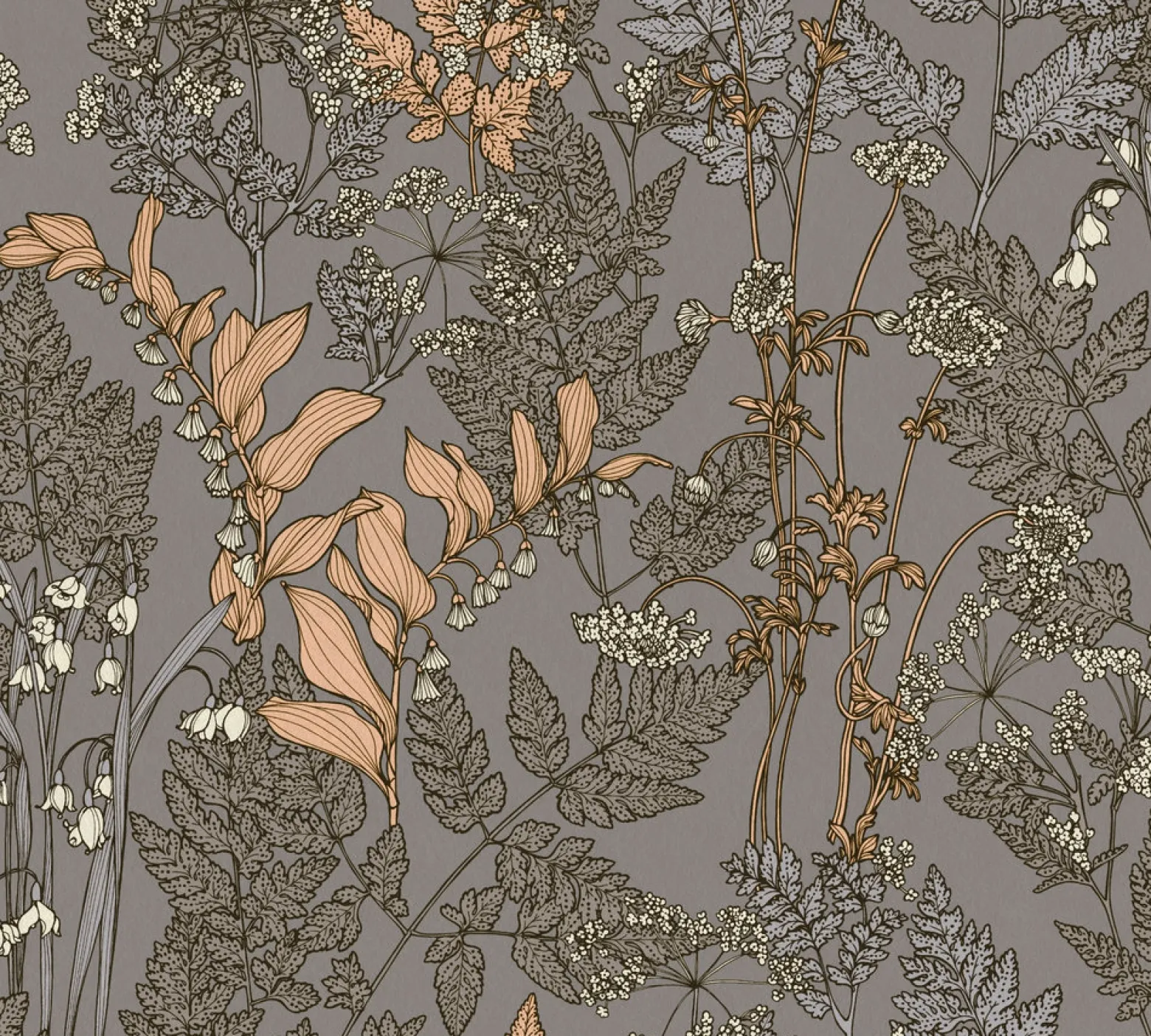 Vliestapete Floral Blätter braun grau 37751-9