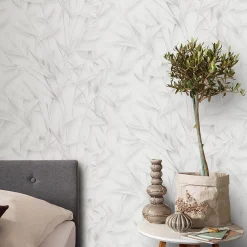 Vliestapete Floral Blätter Creme Grau Glitzer 10587-31