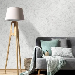 Vliestapete Floral Blätter Creme Grau Glitzer 10587-31