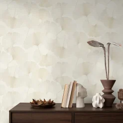 Vliestapete Floral Blätter Creme Glitzer 10470-14