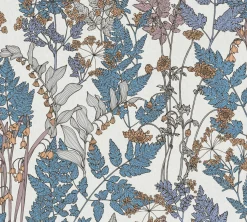 Vliestapete Floral Blätter creme blau 37751-7