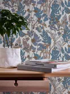 Vliestapete Floral Blätter creme blau 37751-7