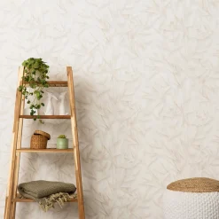 Vliestapete Floral Blätter Creme Beige Glitzer 10587-02