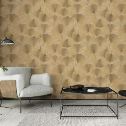 Vliestapete Floral Blätter Gold Metallic 10470-30