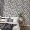 Vliestapete Floral Blätter grau weiß 37752-1