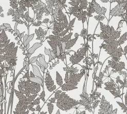 Vliestapete Floral Blätter grau weiß 37752-1