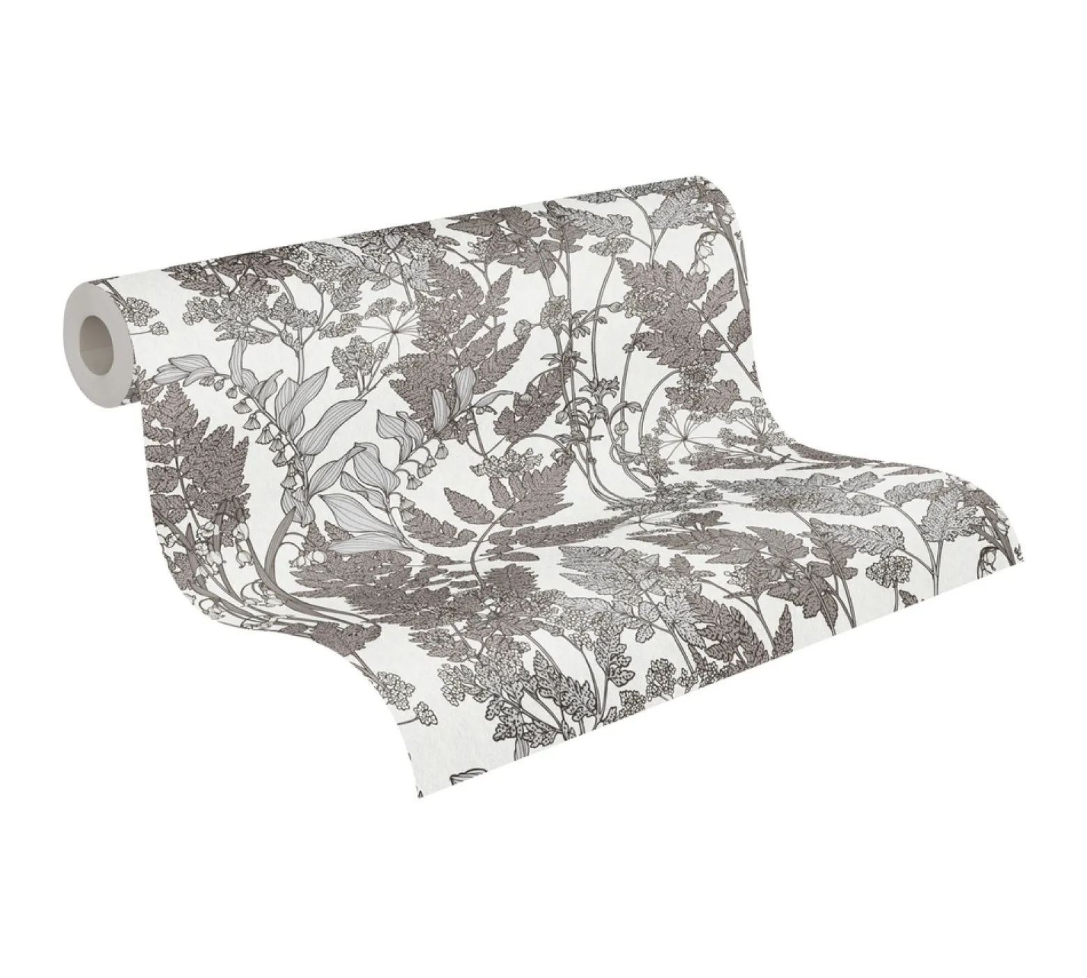Vliestapete Floral Blätter grau weiß 37752-1