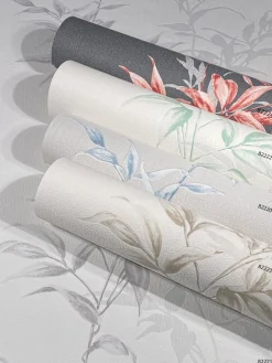 Vliestapete Floral Blätter greige blau Hailey 82220
