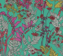 Vliestapete Floral Blätter grün pink rot 37751-6