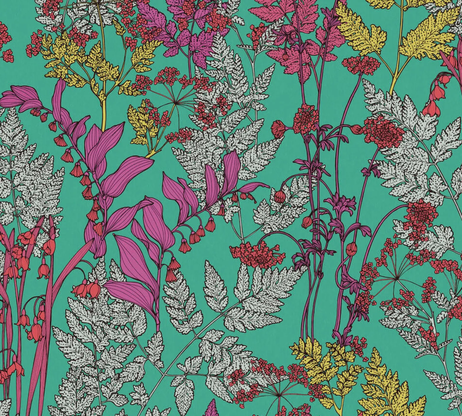 Vliestapete Floral Blätter grün pink rot 37751-6