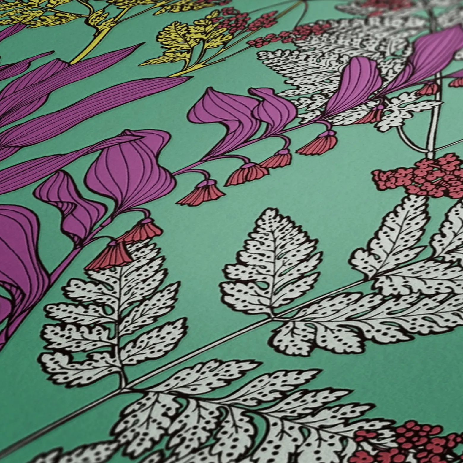 Vliestapete Floral Blätter grün pink rot 37751-6