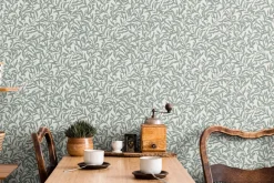 Vliestapete Floral Blätter Motiv Grau Türkis 47639