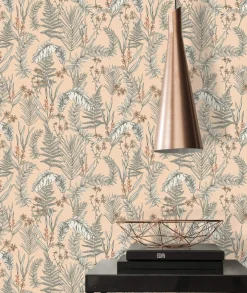 Vliestapete Floral Blätter Orange Creme 39434-2