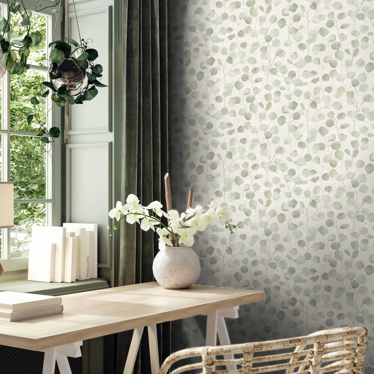 Vliestapete Floral Blätter Ranken Beige Grün 81642