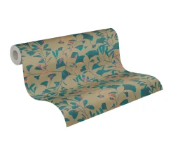 Vliestapete Floral Blätter Ranken Braun Blau 78223-2