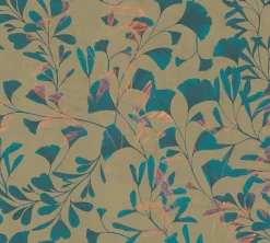 Vliestapete Floral Blätter Ranken Braun Blau 78223-2