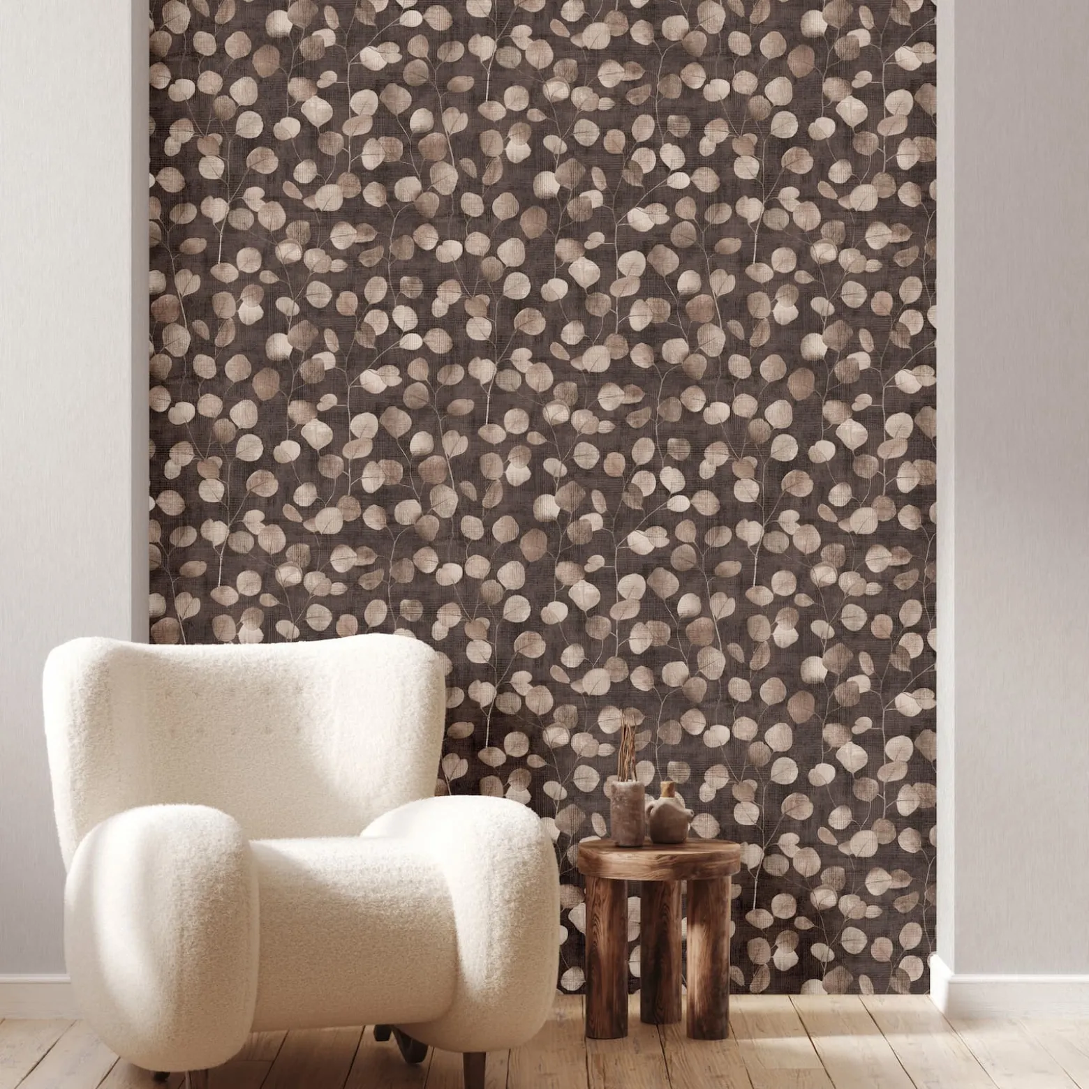 Vliestapete Floral Blätter Ranken Braun Beige 81639