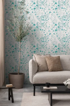 Vliestapete Floral Blätter Ranken Grau Blau 78223-4