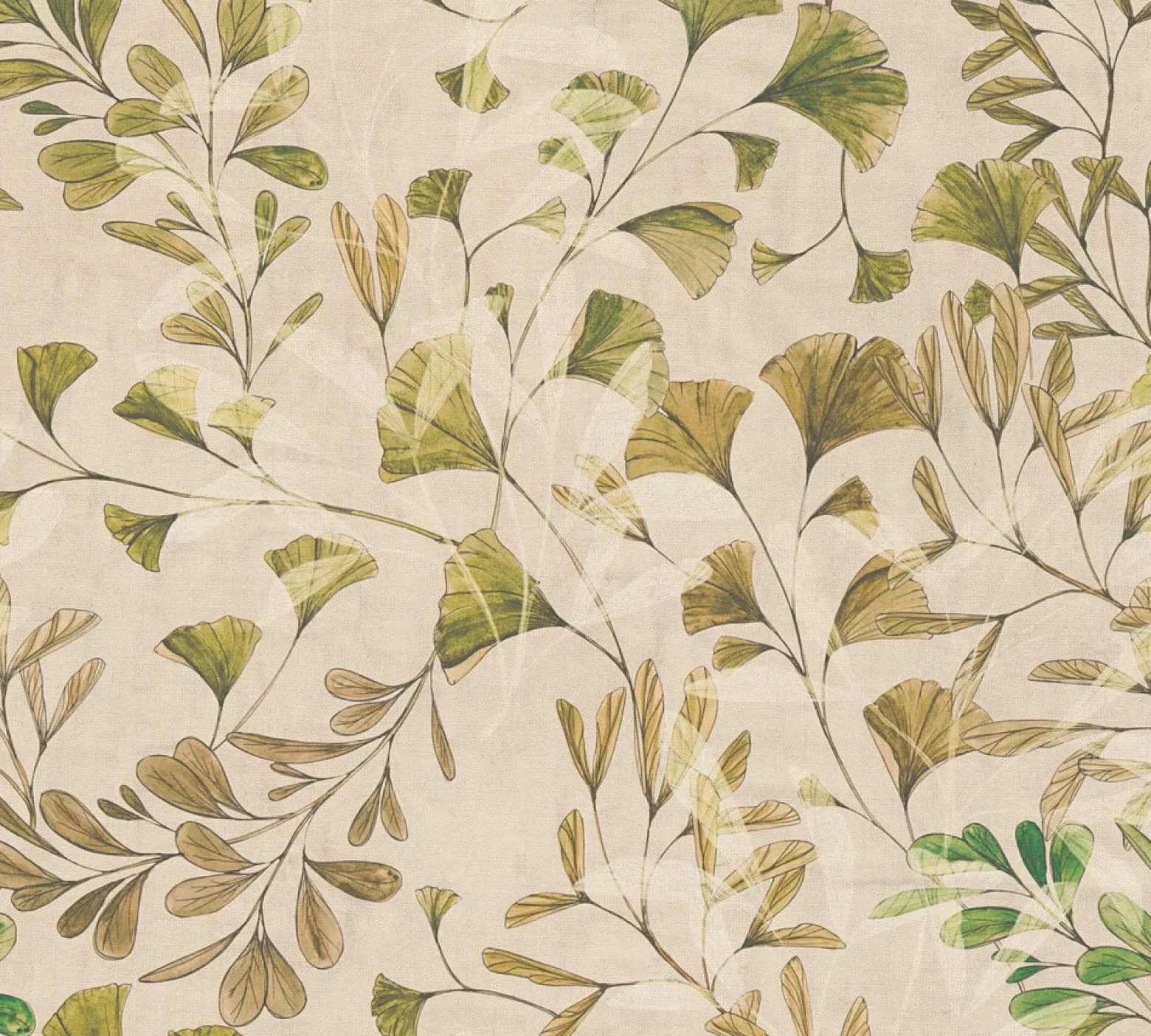 Vliestapete Floral Blätter Ranken Beige Grün 78223-3