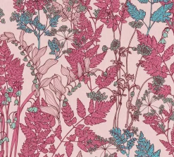 Vliestapete Floral Blätter rosa pink blau 37751-8