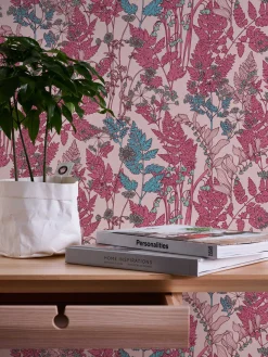 Vliestapete Floral Blätter rosa pink blau 37751-8