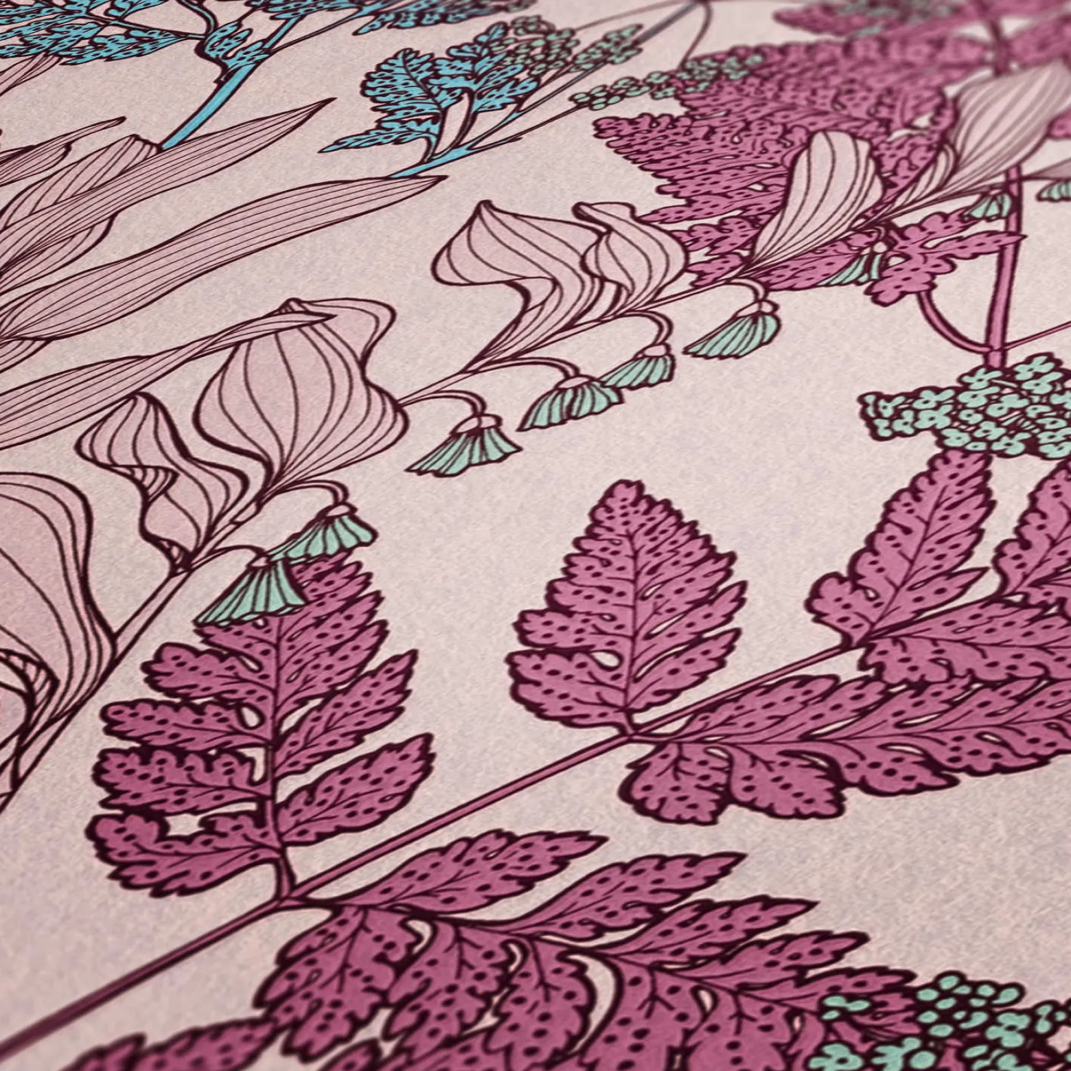 Vliestapete Floral Blätter rosa pink blau 37751-8